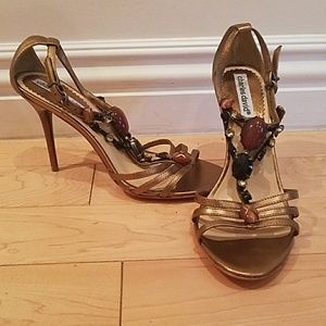 Charles David metallic bronze strappy heels